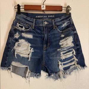 American Eagle High Waist Distressed Denim Shorts